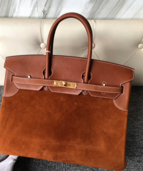 에르메스 버킨백30 골드브라운 금장 스웨이드